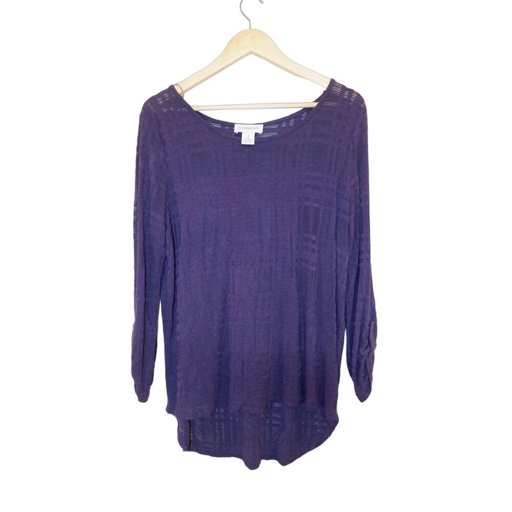 Peck & Peck navy blue sheer top